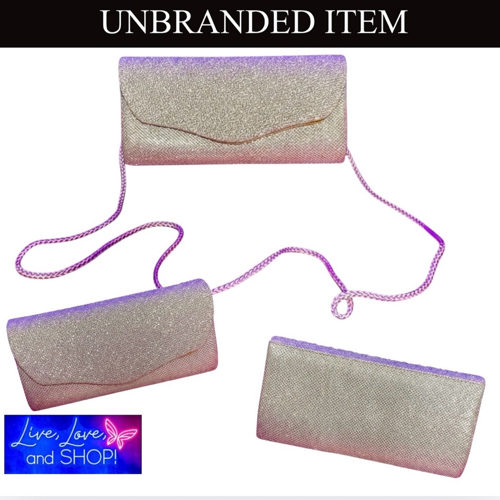 Glitter Evening Clutch w/Rope Shoulder Strap, EUC